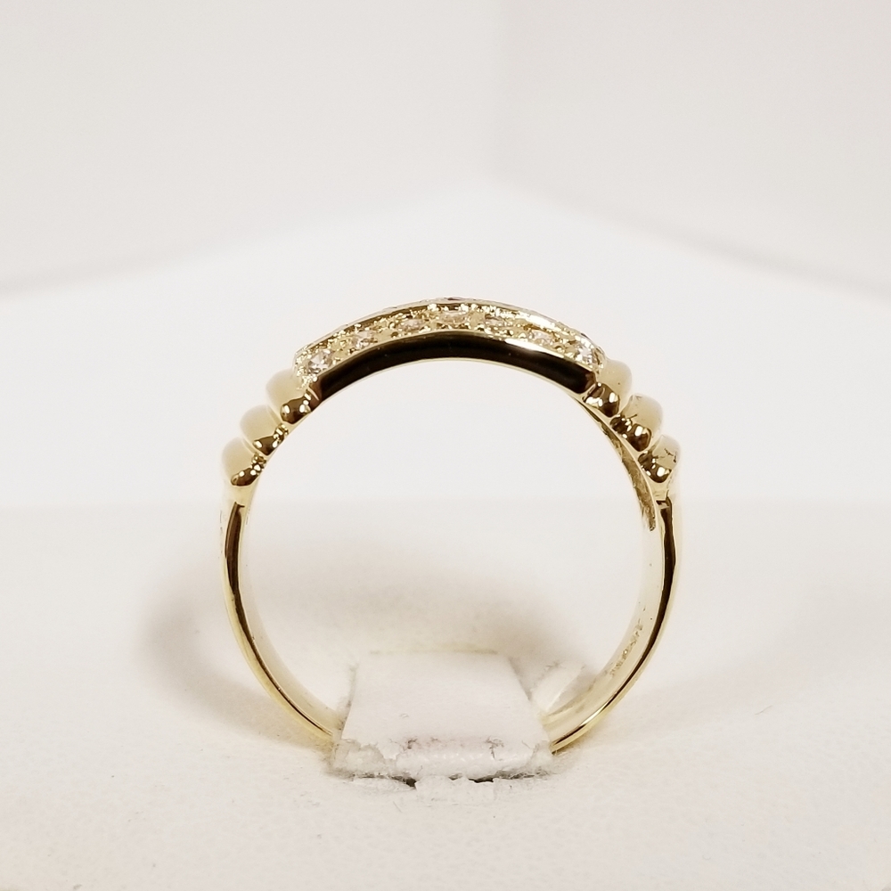 18k Solid Gold Simulated Ruby & Cz Ladies Ring - image 6